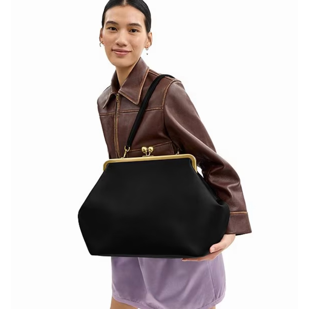 Coach Large Oversized Kisslock Frame Bag - Black IN HAND - Picture 4 of 7